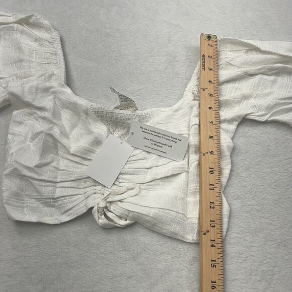NWT L*Space Farryn‎ Top White Puffy Smocked Crop Top - Picture 11 of 16